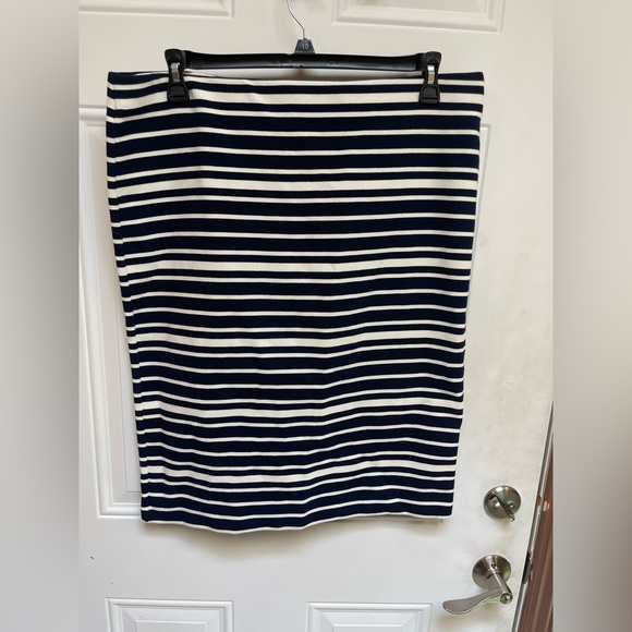 LOFT Navy and White Striped Skirt - Picture 1 of 11